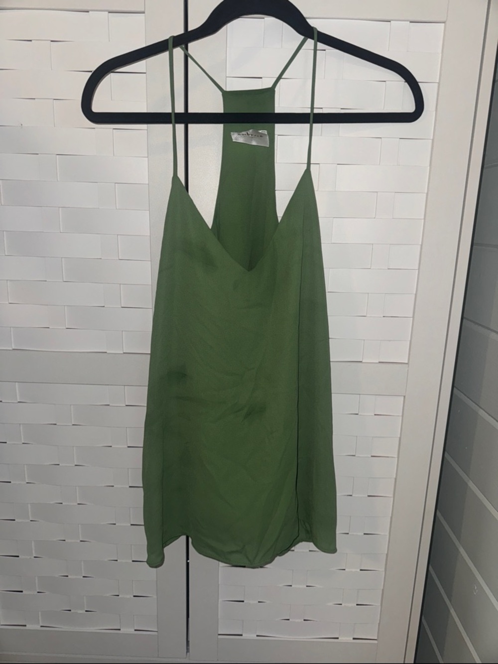 Olive Green Spaghetti Strap Slip Dress